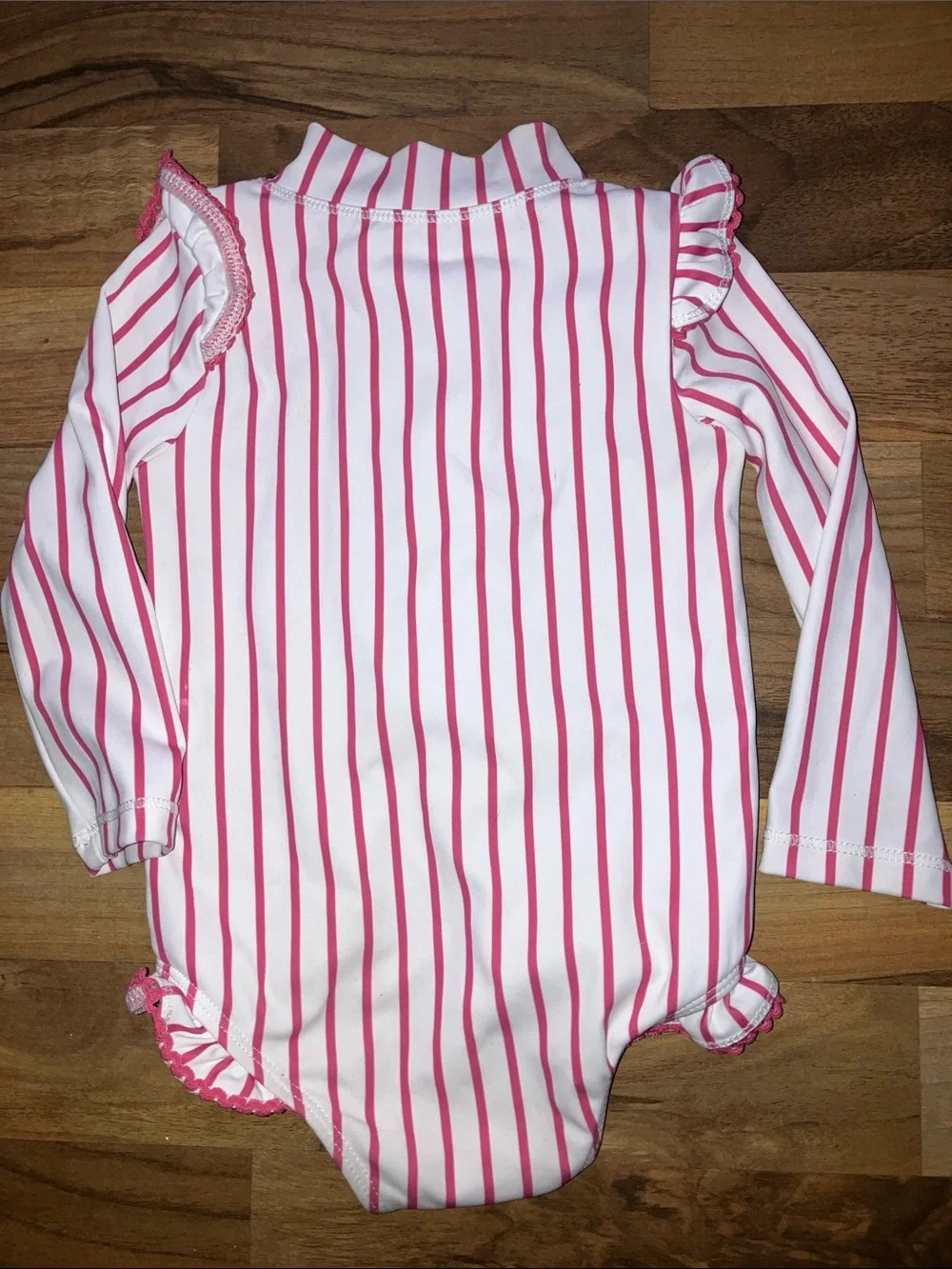 Eddie Bauer Striped zip rash guard bodysuit 12 months girls swimsuit
